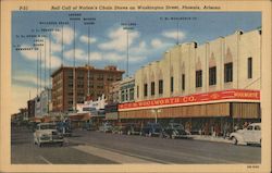 Roll Call of Nation's Chain Stores on Washington Street, Phoenix, Arizona Postcard