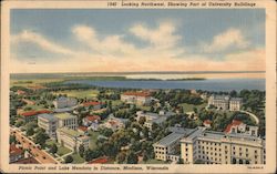 Picnic Point and Lake Mendota in Distance, Madison, Wisconsin, shoing University buildings Postcard