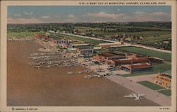 A Busy Day at Municipal Airport, Cleveland Postcard