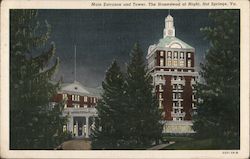 Main Entrance and Tower, The Homestead at Night Postcard