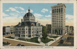Fayette County Courthouse and Fayette National Bank Bldg Postcard