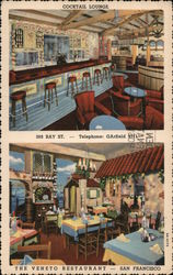 Cocktail Lounge, The Veneto Restaurant San Francisco, CA Postcard Postcard Postcard