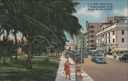 Hotel Row, Facing Lummus Park, Miami Beach, FL Postcard
