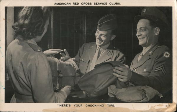 American Red Cross Service Clubs. Here's Your Check -- No Tips