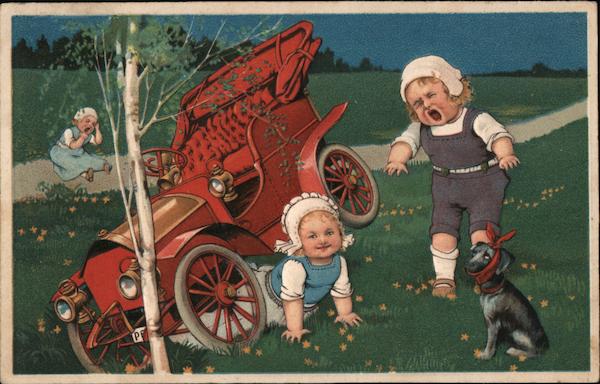 Children and Dog have a Car Wreck (1910) Cars