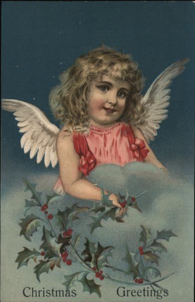 Christmas Greetings Angels Postcard