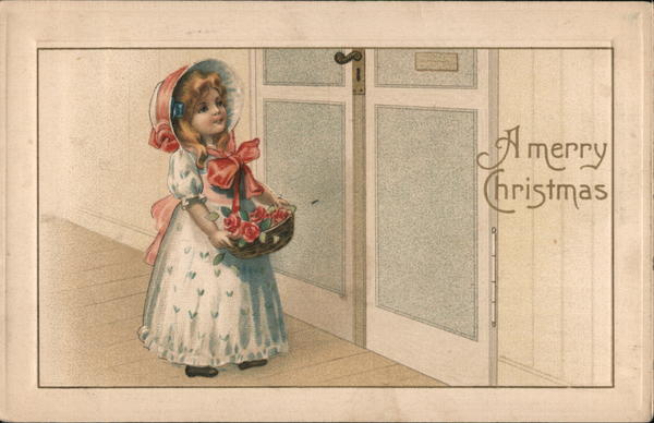 A Merry Christmas (Girl with flower basket) Children