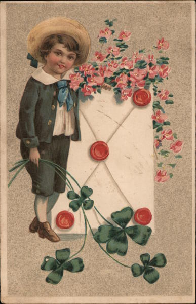 Boy with valentine envelope Children