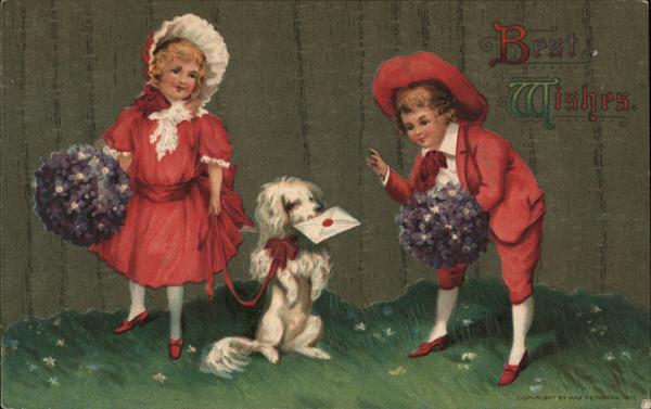 Best Wishes. (Children and dog)