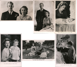Lot of 6: British Royal Family, Princess Elizabeth, Prince Philip England Royalty Postcard Postcard Postcard
