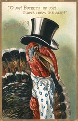 "O, Joy! Buckets of Joy! I Gave Them The Slip!" Thanksgiving Day Postcard
