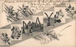 Name "May" with flowers Postcard
