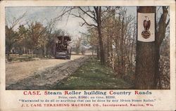 Case Steam Roller building Country Roads Postcard
