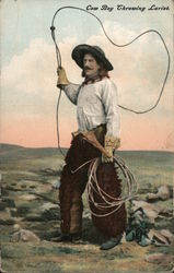 Cow Boy Throwing Lariet Postcard