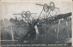 Wreck of McCurdy Biplane. International Aviation Meet 1911. Postcard