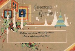 Christmas Greetings Wishing You a Very Merry Christmas And a Truly Happy New Year Postcard