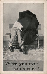 Were You Ever Son Struck? (Couple Kissing Under Umbrella; Ad for Medicine) Postcard