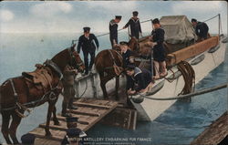 British Artillery Embarking for France / Lavoris antiseptic advertisement Postcard