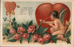 I wonder Cupid When on the hunt Will you capture The one I want Postcard