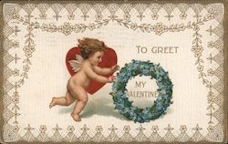 To Greet My Valentine Postcard