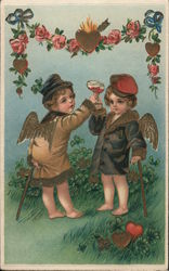 Cupids Toasting Each Other Postcard