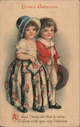 Love's Greeting All That I Have, All That is Mine, I'll Share With You, My Valentine Children Ellen Clapsaddle Postcard Postcard Postcard