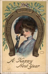 A Happy New Year - Good Luck Postcard