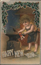 Happy New Year (Cupid blacksmith) Postcard