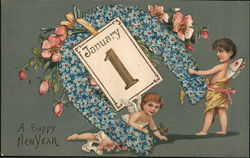 A Happy New Year Large Letter Dates Postcard Postcard Postcard