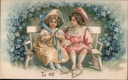To My Hearts Elect - Two Girls Sitting on a Bench Postcard