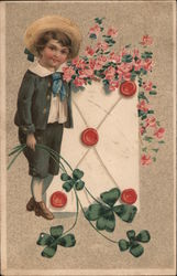 Boy with valentine envelope Postcard