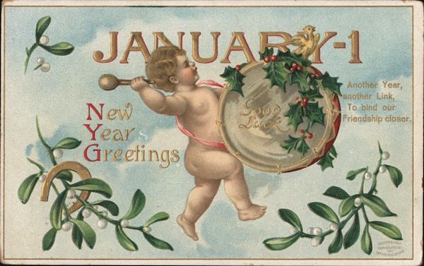 January-1, New Year Greetings New Year's