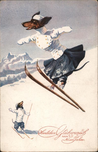 Dogs Skiing Dachshunds