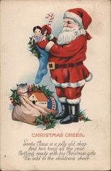 Christmas Cheer - Santa Filling A Stocking With Toys Postcard