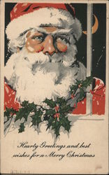 Hearty Greetings and Best Wishes For a Merry Christmas Postcard