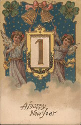 A Happy New Year Angels & Cherubs Postcard Postcard Postcard