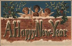 A Happy New Year Angels & Cherubs Postcard Postcard Postcard