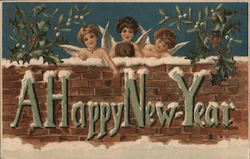 A Happy New Year Angels & Cherubs Postcard Postcard Postcard