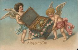 A Happy New Year Angels & Cherubs Postcard Postcard Postcard