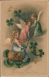 A Happy New Year Angels & Cherubs Postcard Postcard Postcard