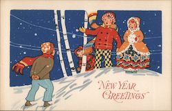 New Year Greetings Children Postcard Postcard Postcard