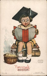 Boston. Child in Graduation Cap Reading a Book. Schools & Education Katharine Gassaway Postcard Postcard Postcard