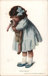Love Is Blind (Girl with an old doll) Postcard