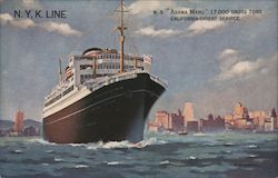 N.Y.K Line M.S. "Asama Maru" 17,000 Gross Tons California-Orient Service Postcard