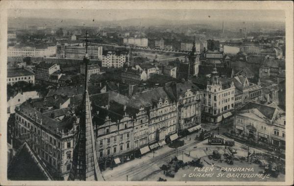 Plzeň - Panorama & Chramu sv. Bartoloměje Czech Republic