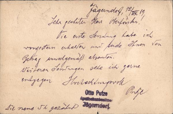 Stationery postcard, sent by a German speaking pharmacist Krnov Czechoslovakia