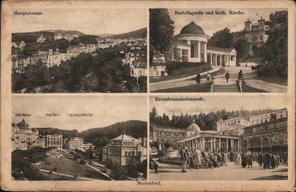 Marienbad Hauptstrasse Rudolfsquelle Kreuzbrunnkolonnade Czech Republic