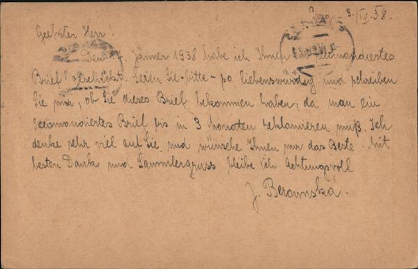 Stationery postcard sent from Prague to Vienna Czechoslovakia