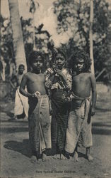 Three Typical Coolie Children, Ceylon Postcard