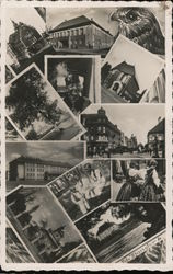 Collage of People and Places in Holice Postcard